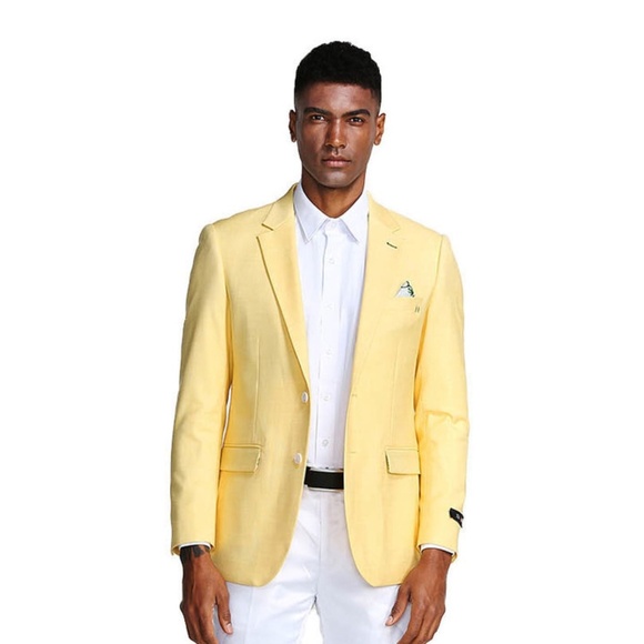 NWT Stafford Mens Classic Fit Stretch Yellow Suit Jacket